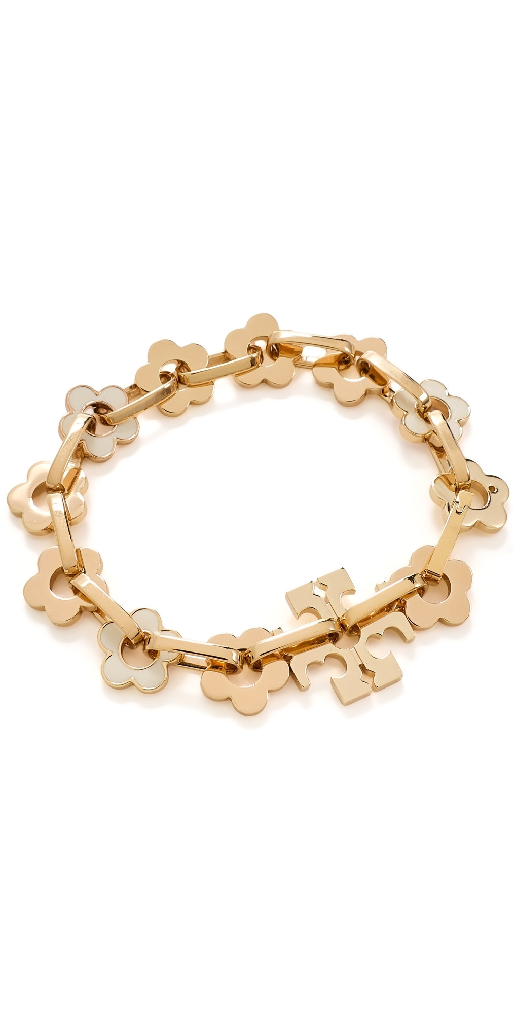 Tory Burch Interlocking Flower Bracelet Tory Gold / New Ivory One Size | Shopbop