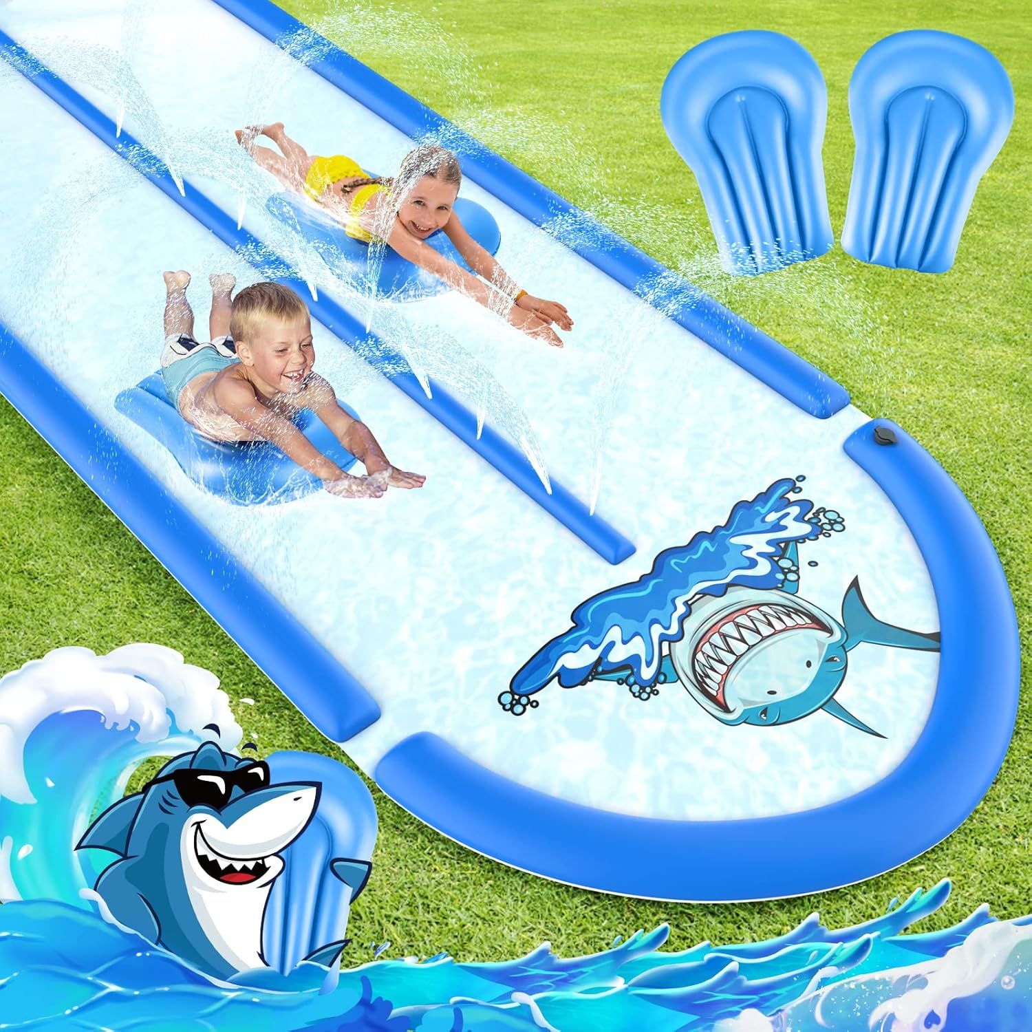 Slip and Slide Lawn Water Slide with 2 Bodyboards, 20FT Slip n Slide Heavy Duty Double Lane for K... | Amazon (US)