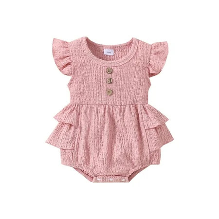 Akiihool Baby Girls Bodysuits Baby Girl Oversized Bubble Romper Color Block Short Sleeve T-Shirt One | Walmart (US)