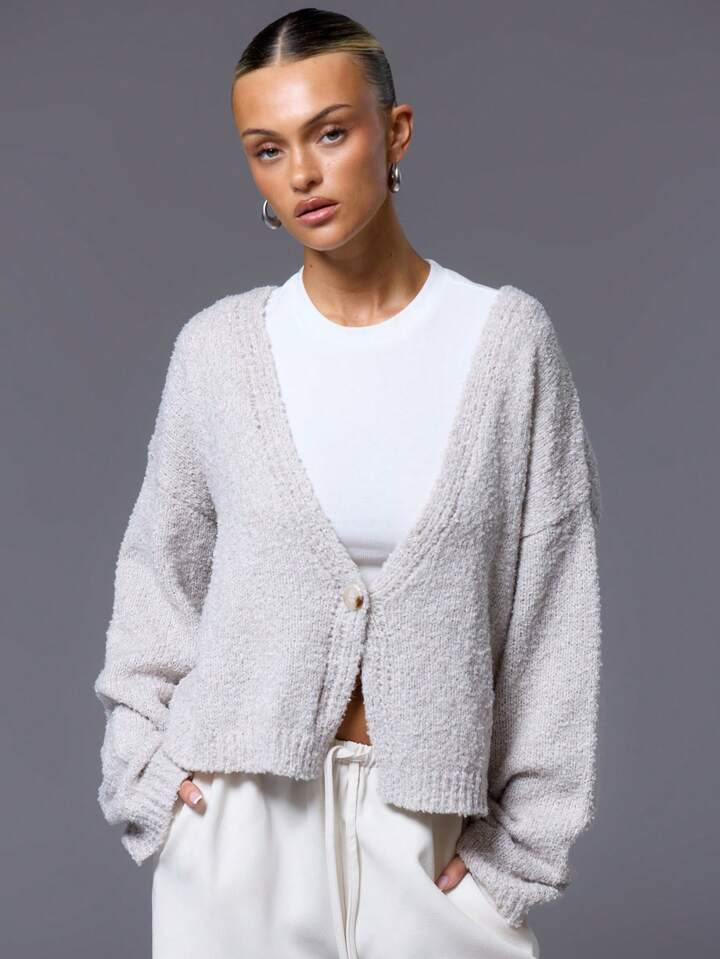 MUSERA One Button Knit Cardigan | SHEIN