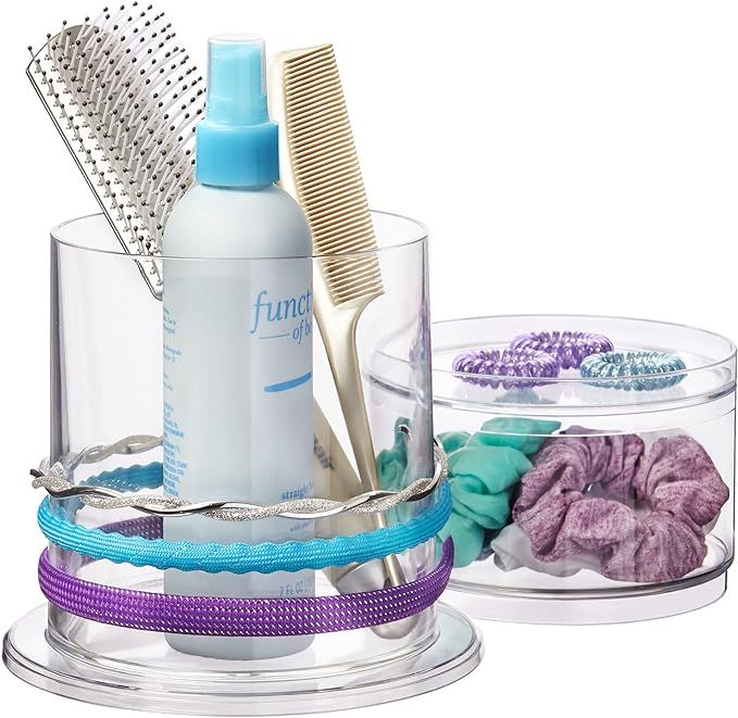 STORi Bella Stackable Clear Plastic Hair Accessory Organizer Set | Round Headband and Hairbrush H... | Amazon (US)