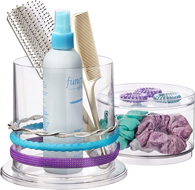 STORi Stackable Clear Plastic Hair Accessory Organizer Set | Round Headband and Hairbrush Holder ... | Amazon (US)