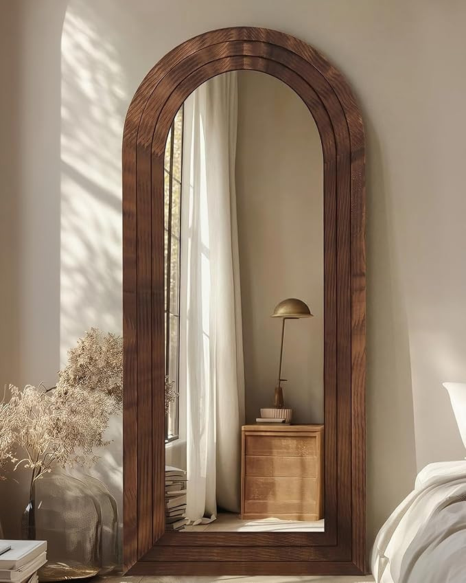 Full Length Mirror, 71"x32" Wooden Mirror Full Length with Stand Wood Floor Mirror, Oversized Sta... | Amazon (US)