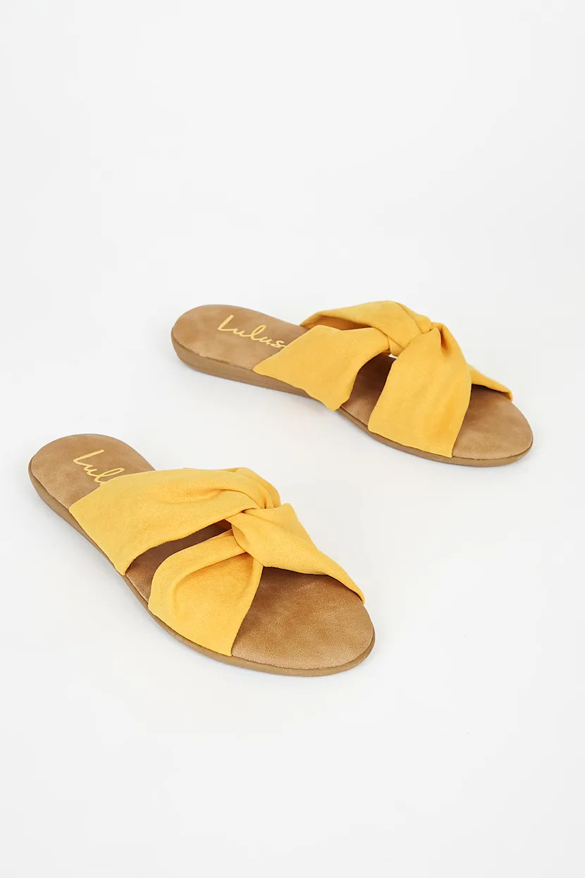 Santana Marigold Suede Slide Sandals | Lulus (US)