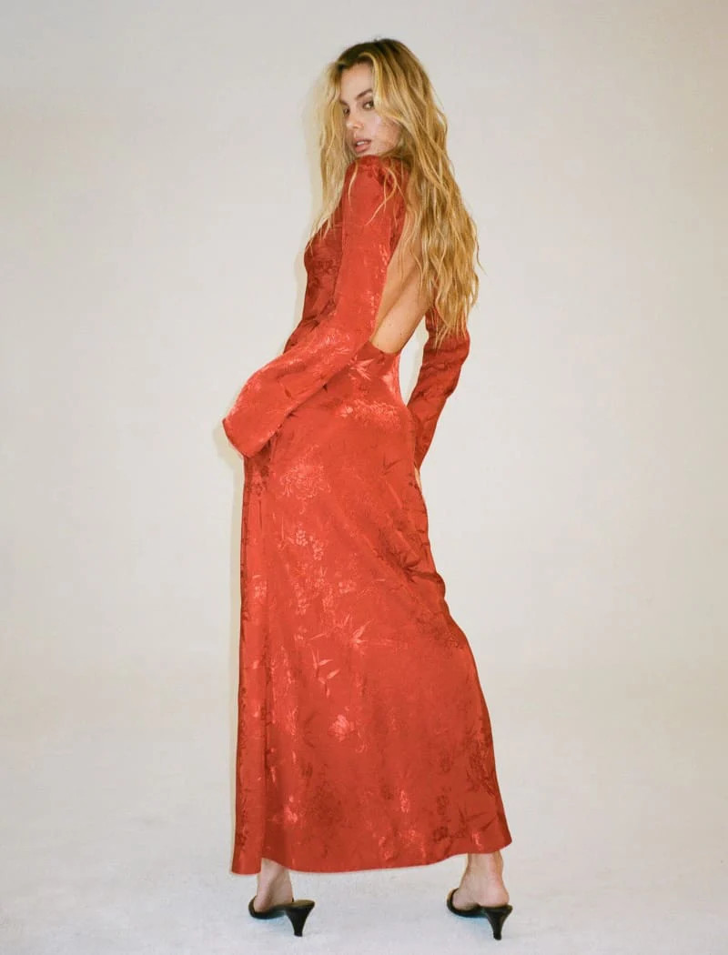 Sweet Talker Maxi Dress | Cinnamon Jacquard | Rumored