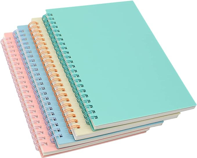 Yansanido Spiral Notebook, 4 Pcs A5 Thick Plastic Hardcover 8mm Ruled 4 Color 80 Sheets -160 Page... | Amazon (US)