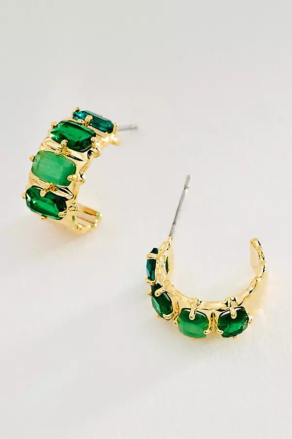 Crystal Baguette Huggie Hoop Earrings | Anthropologie (US)