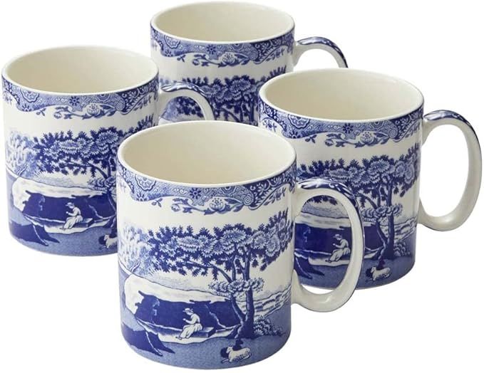 Spode Blue Italian Collection 9 Oz Mugs | Set of 4 Cups for Tea, Warm Beverages, and Coffee | Mad... | Amazon (US)