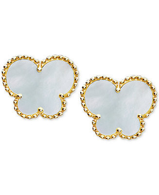 EFFY Collection EFFY® Mother-of-Pearl Butterfly Stud Earrings in 14k Gold & Reviews - Earrings -... | Macys (US)