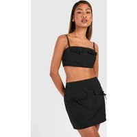 Womens Bow Pocket Detail Micro Mini Skirt - Black - 6 | boohoo (US & Canada)