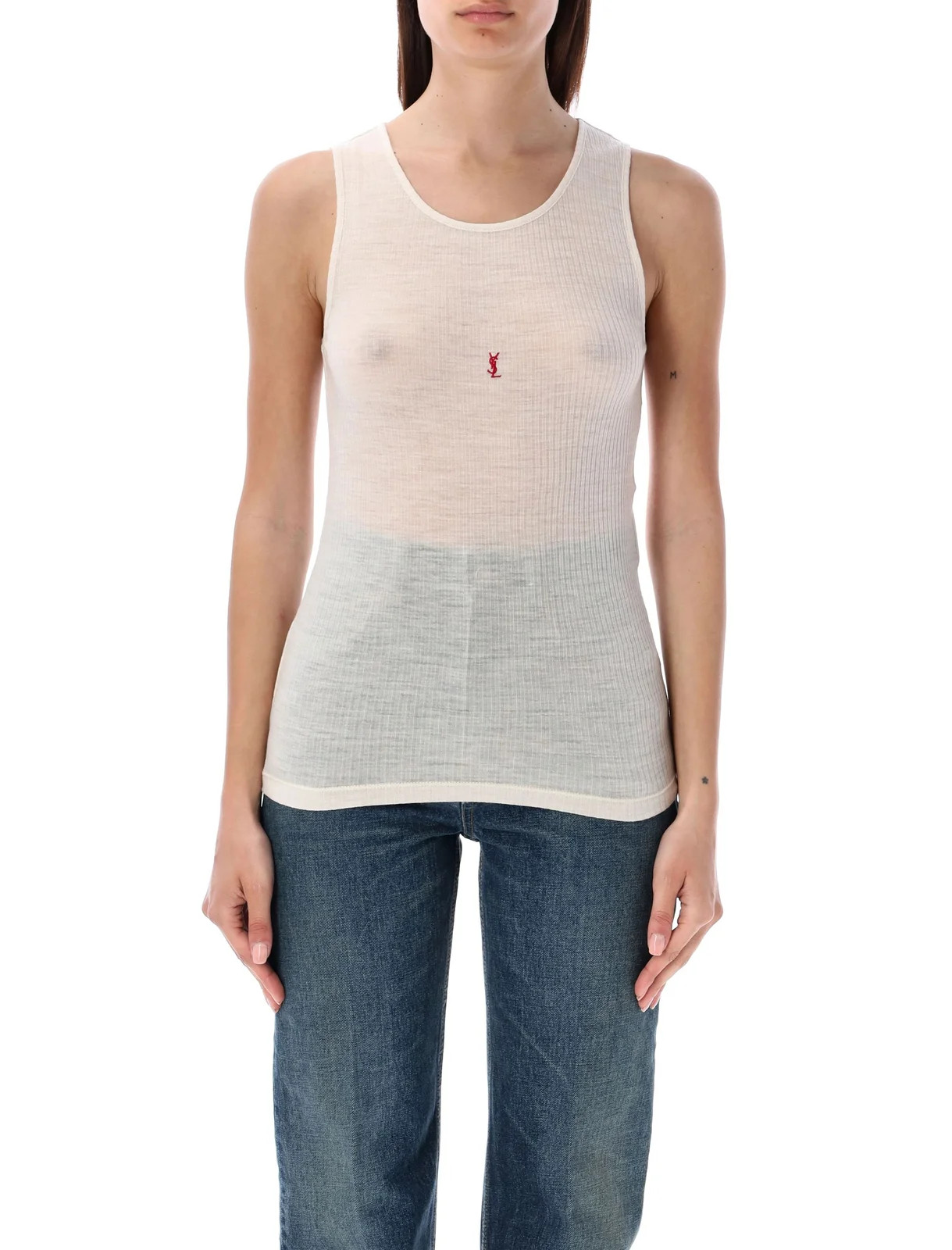 Saint Laurent Cassandre Sleeveless Tank Top | Cettire Global