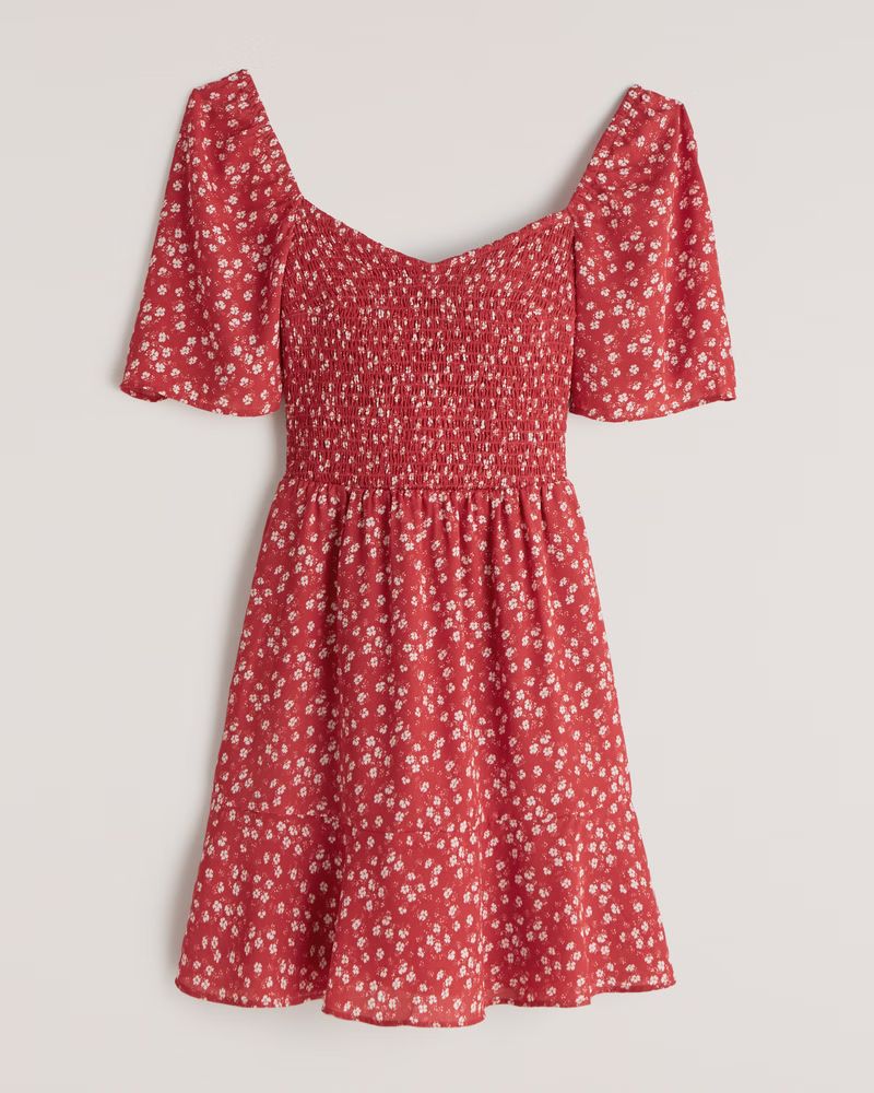Flutter Sleeve Smocked Mini Dress | Abercrombie & Fitch (US)