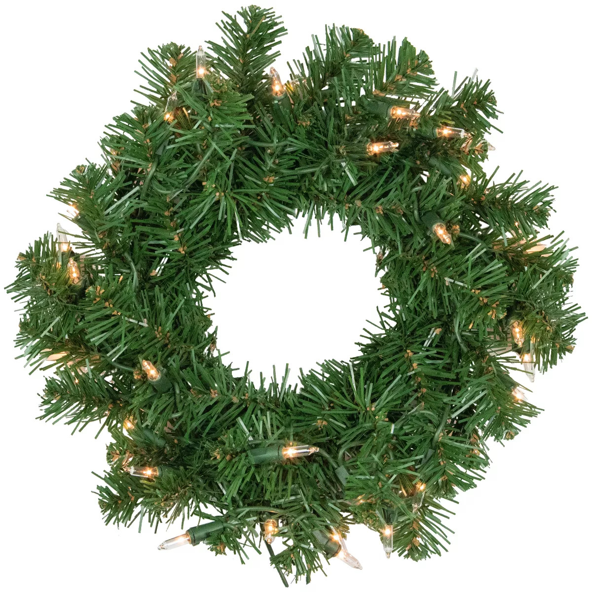 Northlight Pre-Lit Deluxe Dorchester Pine Artificial Christmas Wreath - 10" - Clear Lights | Target