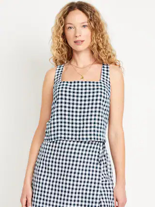 Linen-Blend Crop Top | Old Navy (US)