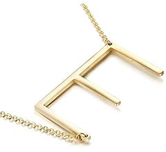 MOMOL Sideways Initial Necklace 18K Gold Plated Stainless Steel Large Big Letters Pendant Necklac... | Amazon (US)