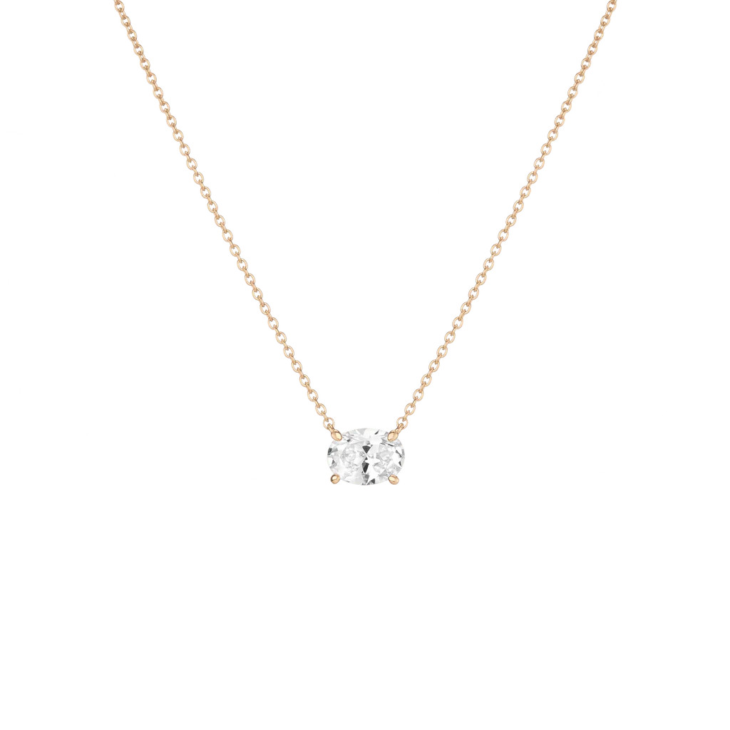 Oval Gemstone Solitaire Necklace | AUrate New York