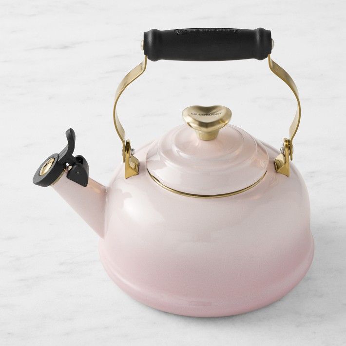 Le Creuset Whistling Kettle, Shell Pink with Figural Heart Knob | Williams-Sonoma