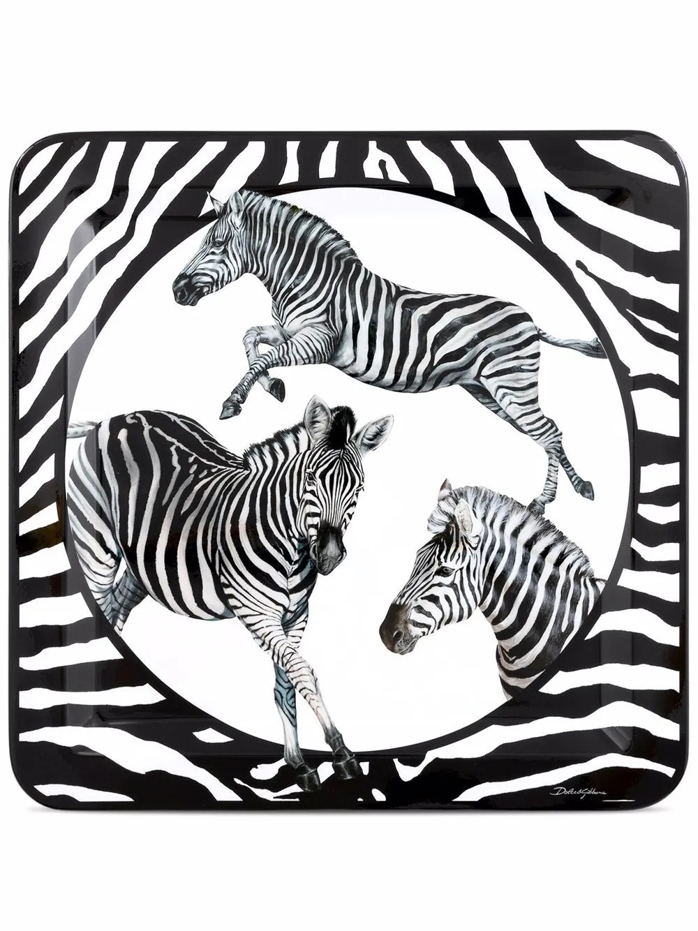 Dolce & Gabbana zebra-print wooden large tray - White | Farfetch Global