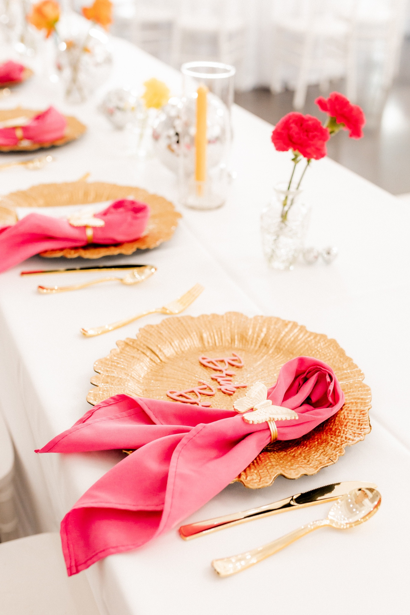Our wedding table scape with the perfect details! Acrylic name plates, linen napkins, butterfly napkins rings and the perfect florals!

#LTKwedding #LTKstyletip #LTKfindsunder100