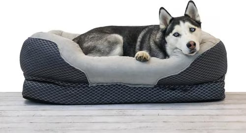 BarksBar Snuggly Sleeper Orthopedic Bolster Dog Bed with Removable Cover, Gray, Large | Chewy