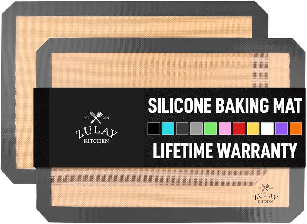Zulay Kitchen 2-Pack Silicone Baking Mat Sheet - Reusable Silicone Baking Sheet - Easy & Convenie... | Amazon (US)