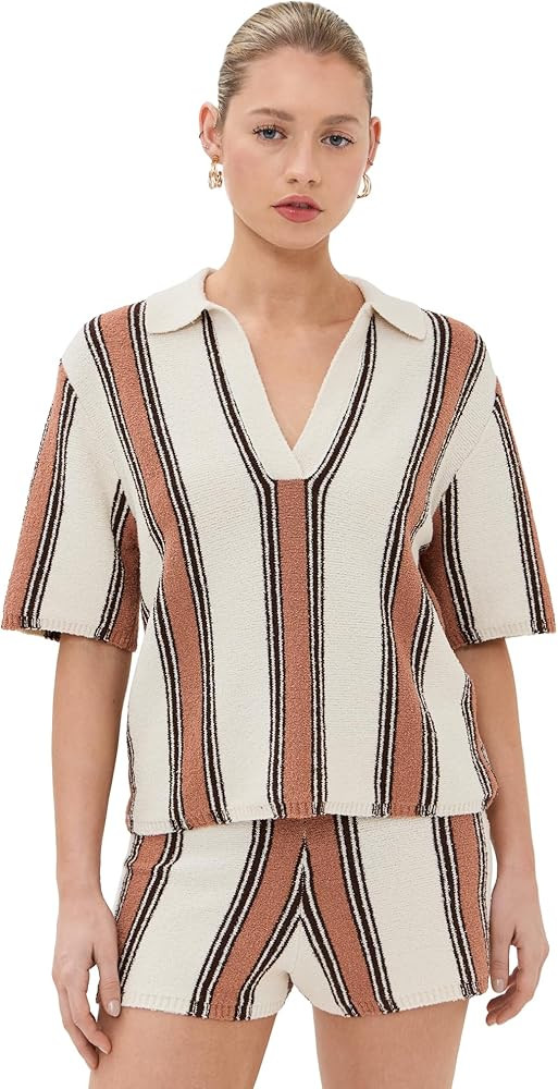 LE BOP Women's Striped Polo | Amazon (US)