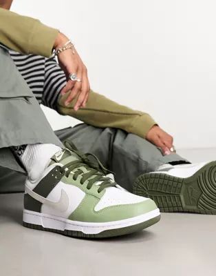 Nike Dunk Low Fall Khakis sneakers in green and white | ASOS (Global)