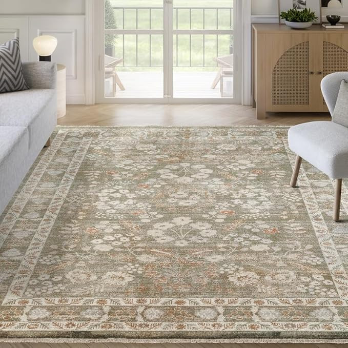 Abani Oriental & Vintage Area Rug - 5'x8' Green Rectangle Rug for Living Room & Bedroom - Alara V... | Amazon (US)