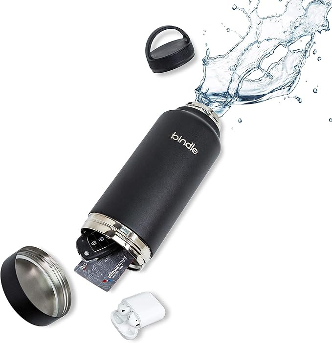 Bindle Bottle 24oz Black | Stainless Steel Double Walled & Vacuum Insulated Water Bottle with Sto... | Amazon (US)