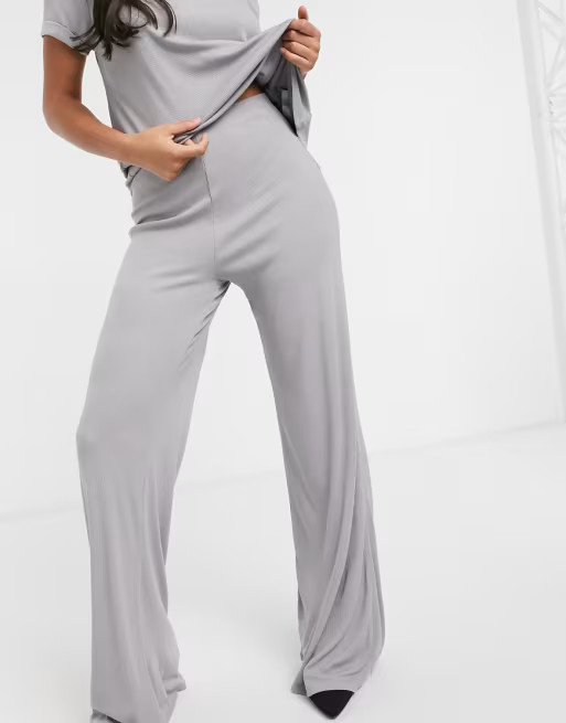 Missguided t-shirt and flared pants set in gray | ASOS (Global)