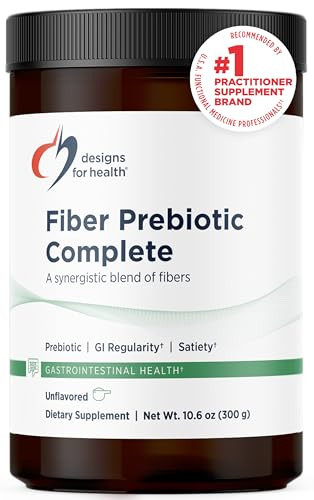 Designs for Health Fiber Prebiotic Complete - 12 Digestive Fiber Blend Powder Supplement w/Psyllium Husk, Flax + Apple Pectin - Prebiotic Gut Support, Unflavored + Unsweetened (30 Servings / 300g) | Amazon (US)