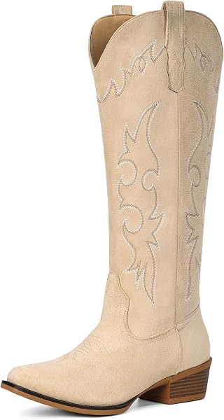 Suede Cowboy Boots for Women Knee High Western Cowgirl Boots | Amazon (US)