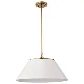 Dover 3 Light Large Pendant White with Vintage Brass - Overstock - 35242242 | Bed Bath & Beyond