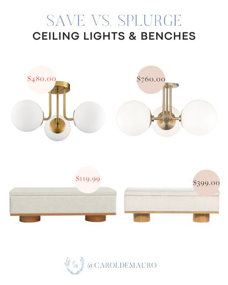 Save vs splurge! Get an affordable alternative to these ceiling lights and neutral benches!
#springrefresh #lookforless #homefurniture #affordablefinds

#LTKHome #LTKStyleTip #LTKSeasonal