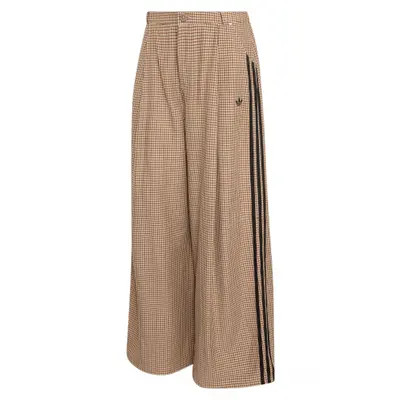 adidas Originals Check Wide Leg Trousers in Olivestrata at Nordstrom, Size X-Large | Nordstrom