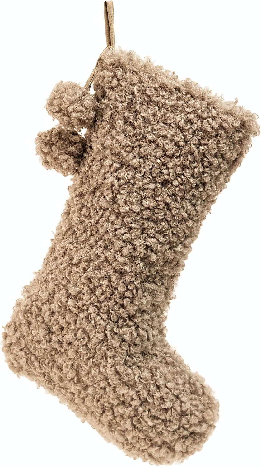 Brown Plush Christmas Stockings Faux Fur Christmas Stockings Large Xmas Hanging Stockings Ornaments for Christmas Decorations | Amazon (US)