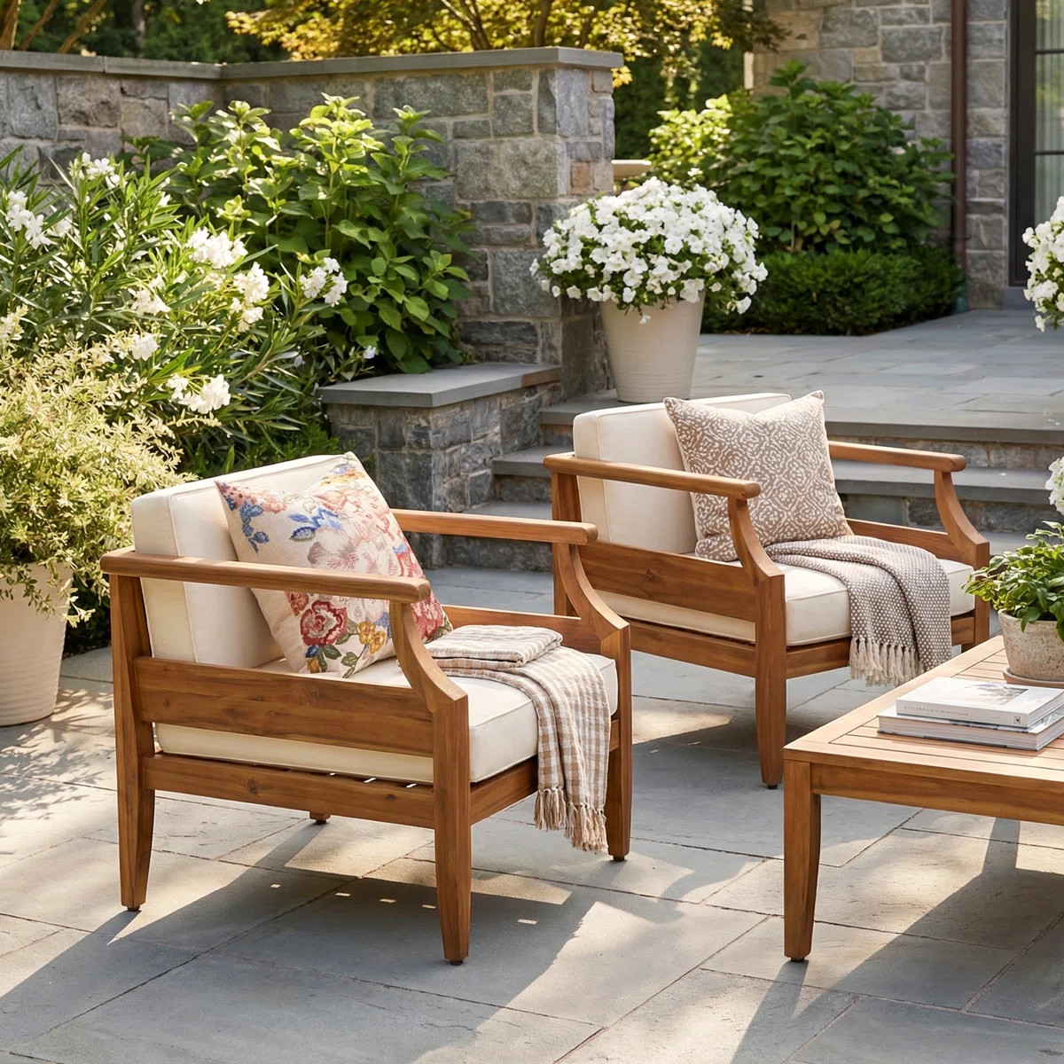 Mcclurg Acacia Outdoor Lounge Chair (Set of 2) | Wayfair North America