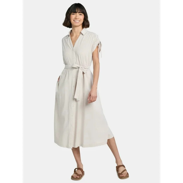 Time and Tru Women's and Women's Plus Midi Shirtdress, Sizes XS-4X | Walmart (US)