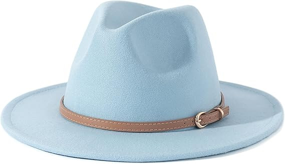 Lisianthus Women Classic Felt Fedora Wide Brim Hat with Belt Buckle | Amazon (US)
