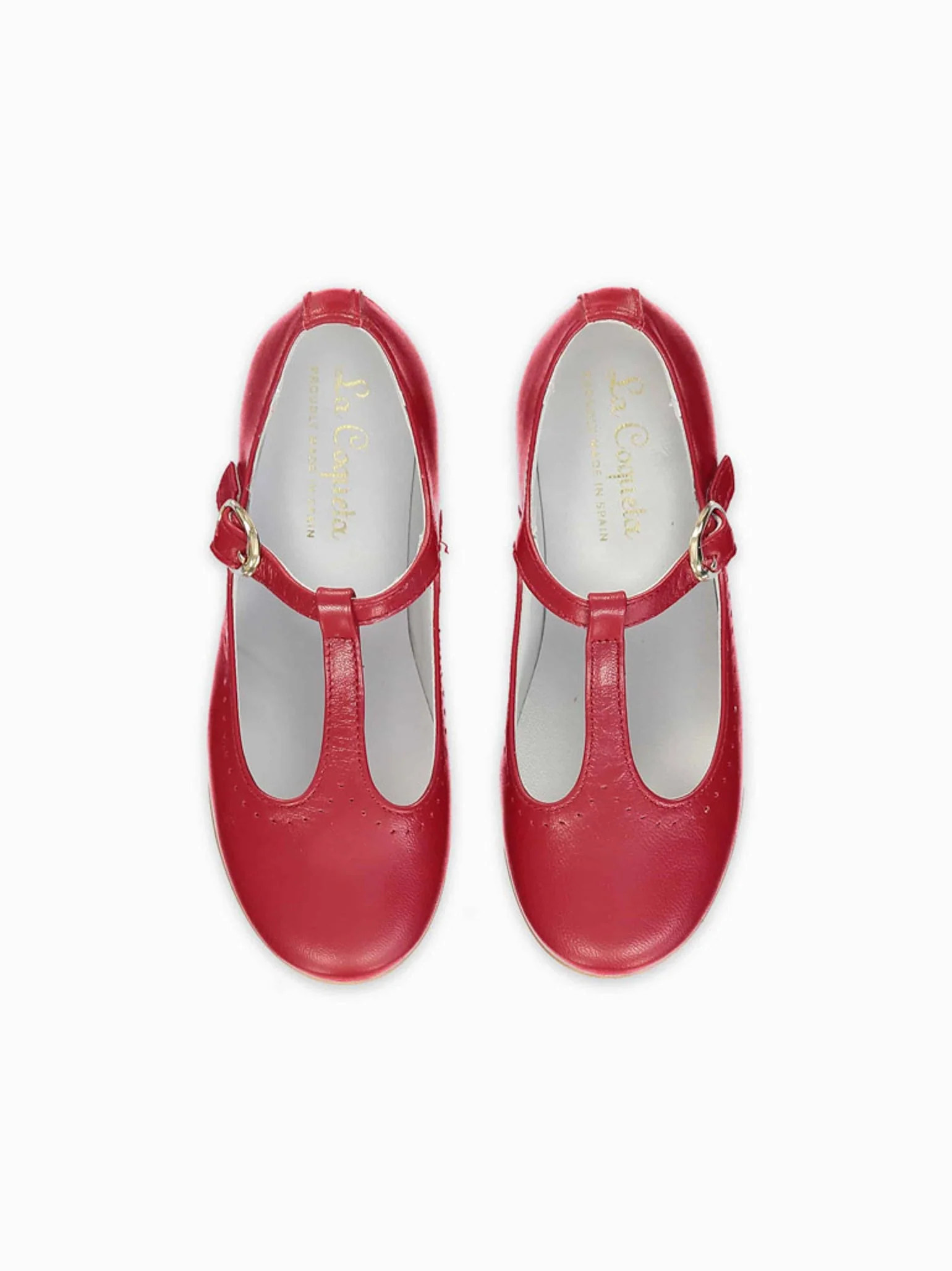 Red Leather Girl T-Bar Shoes | La Coqueta