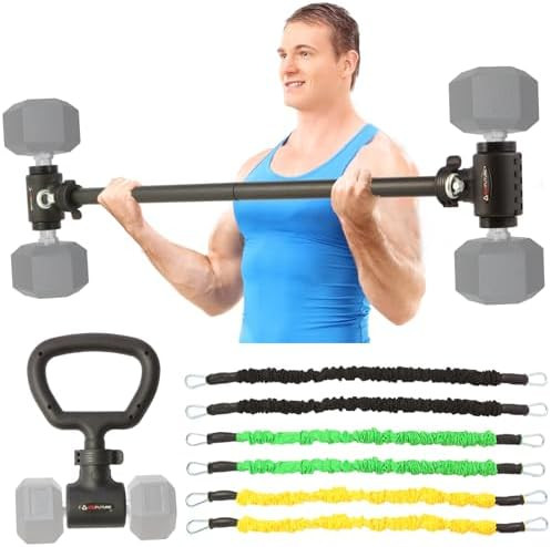 3 in 1 Dumbbell Converter Bar Set - Convert Dumbbells to Barbell & Kettlebell for Home Gym, Multi... | Amazon (US)