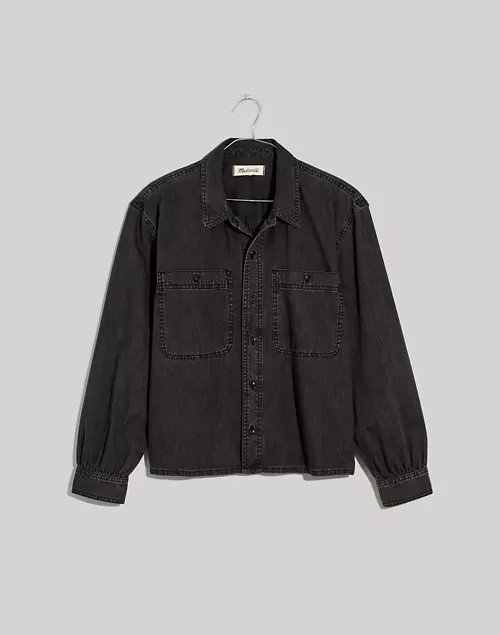 Denim Shirred-Back Crop Shirt in Lunar Wash | Madewell