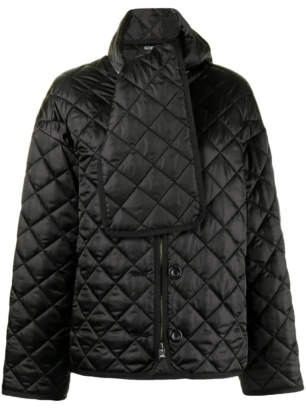 Goen.J scarf-detail Quilted Oversized Jacket - Farfetch | Farfetch Global