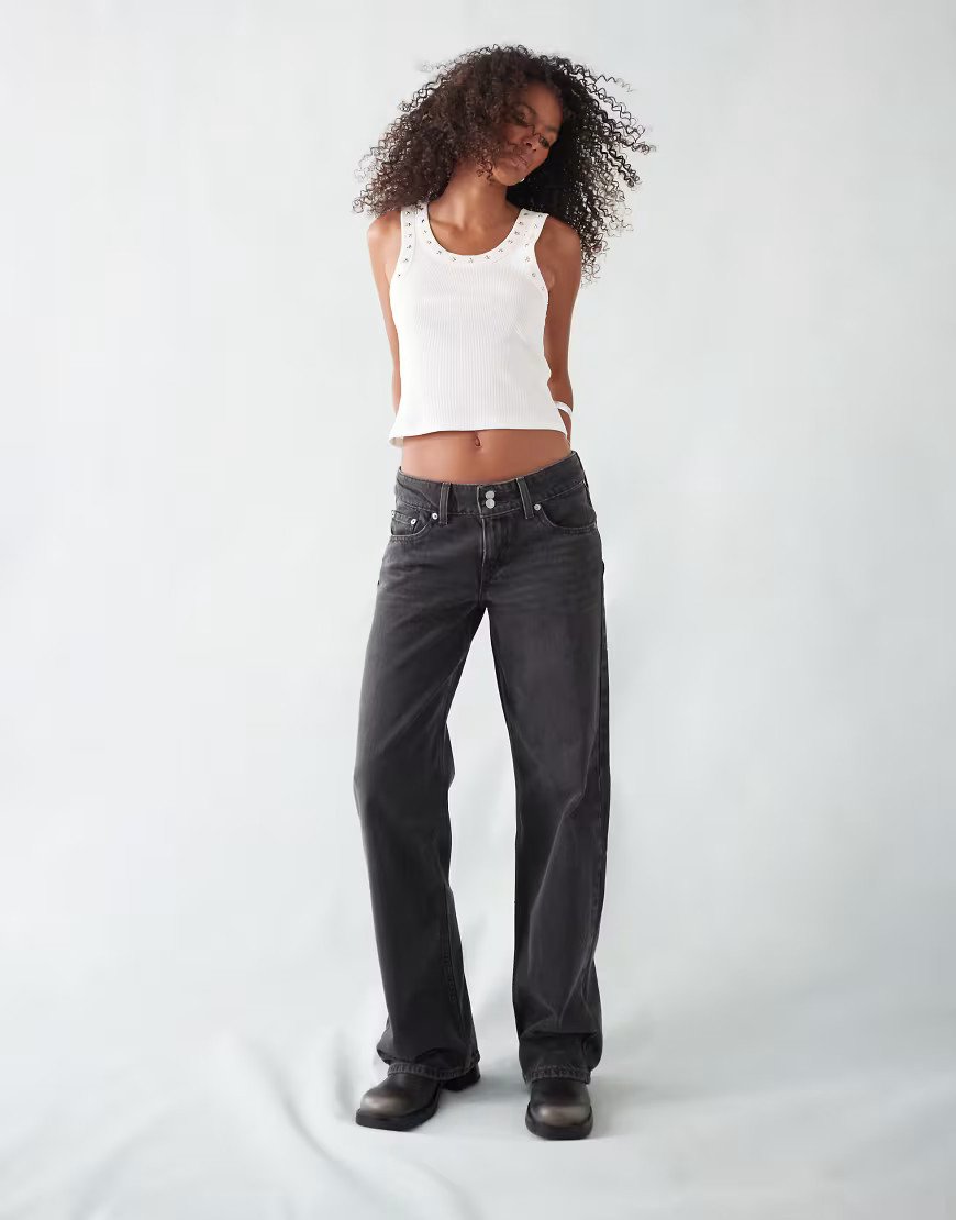 Levi's Superlow waist loose fit jeans in washed black-Blue | ASOS (Global)