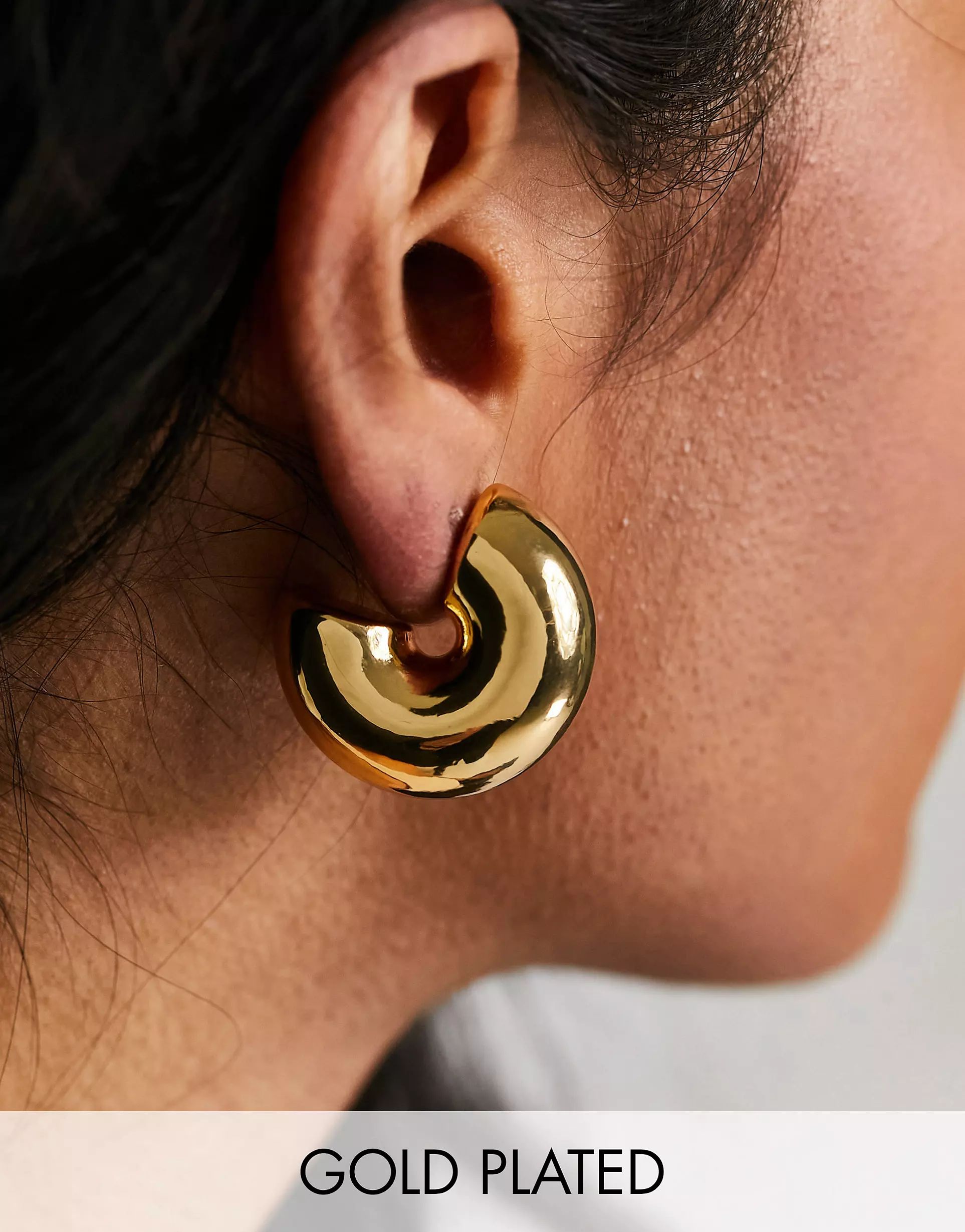 ASOS DESIGN 14k gold plated hoop earrings in super chubby design | ASOS (Global)