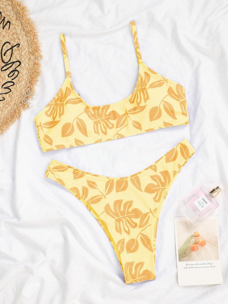 Tropical Random Print Bikini Swimsuit | SHEIN