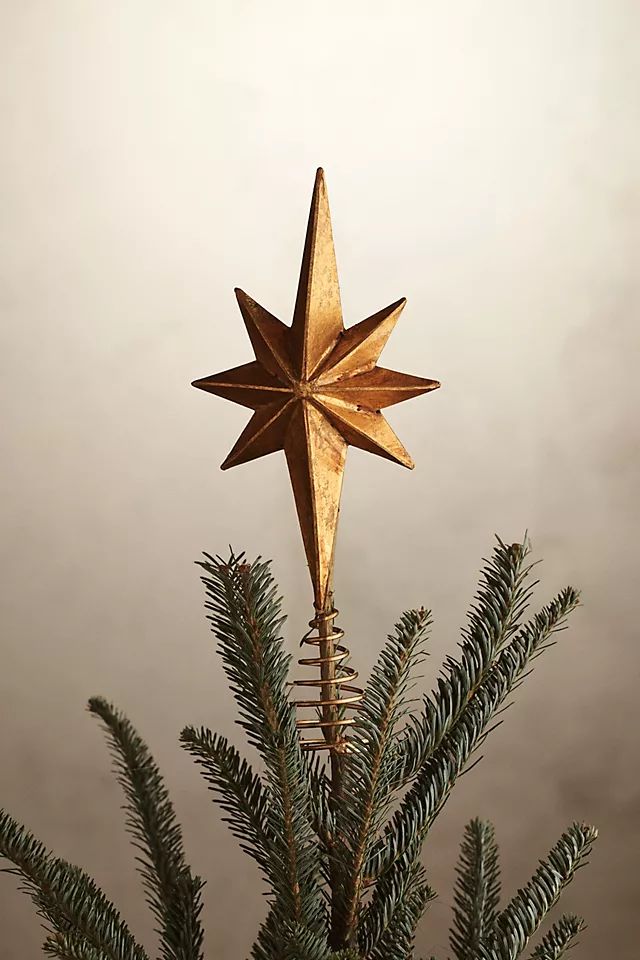 Antiqued Gold Paiper Mache Star Topper | Anthropologie (US)