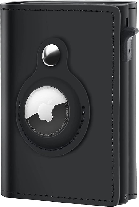 GAOCHALE AirTag Wallet Genuine Leather Air Tag Wallet RFID Technology Credit Card Holder with Min... | Amazon (US)