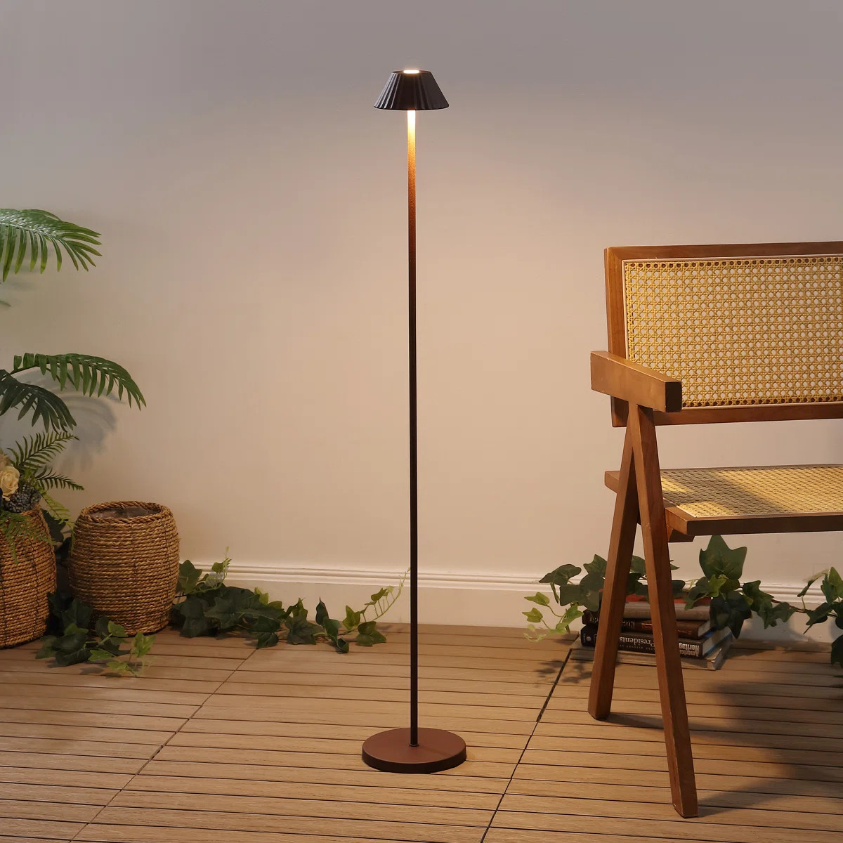 Mallory 44" Modern Minimalist Indoor/Outdoor Iron Pleated Shade Rechargeable/Cordless Dimmable In... | Wayfair North America