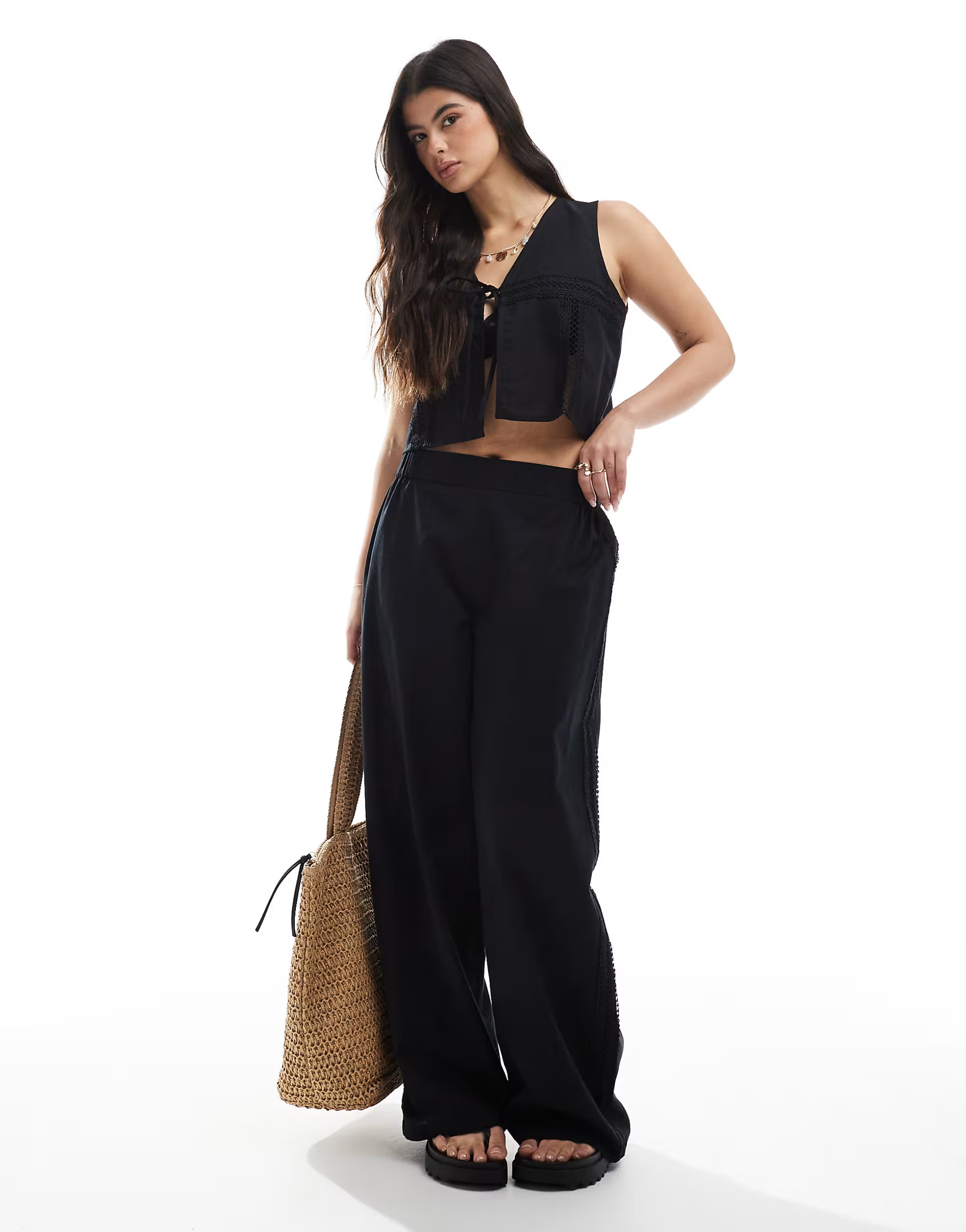 Esmee Exclusive beach pants set in black | ASOS (Global)